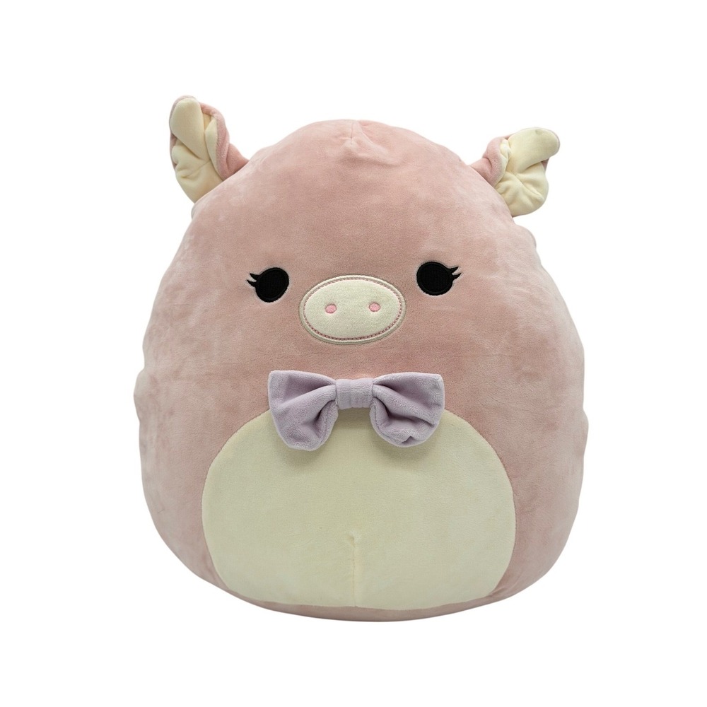 Squishmallows Hettie the Pig 14" Soft Stuffed Plush Farm Animal Pink w/ Bow Tie